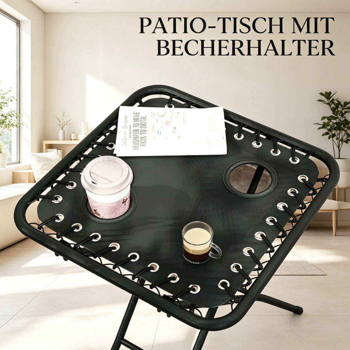 GARTENMÖBEL,2 Liegestühle+1 Tisch - Schwarz, Metall - Vallsero