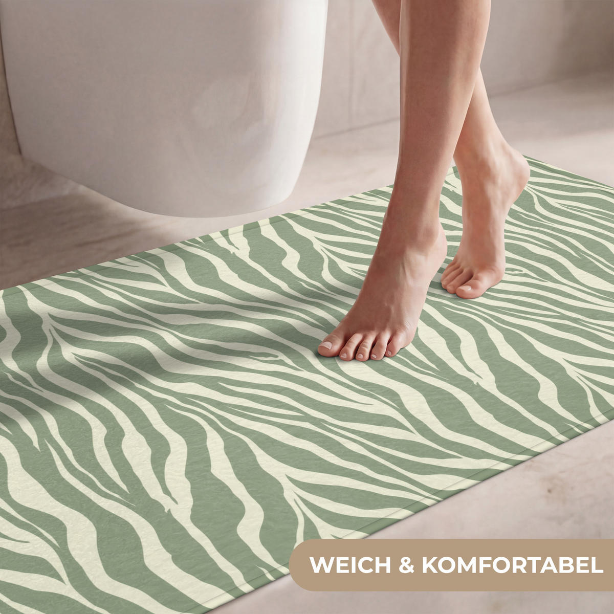 WC PŘEDLOŽKA Zebra - Motiv - zelená 120x60 cm - šalvějově zelená, textil/plast (120/1cm) - OnlyWow