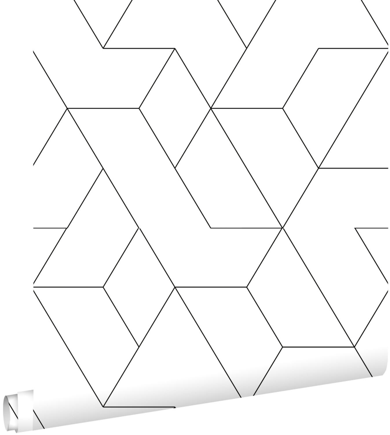 TAPETE grafische Linien 53 cm x 10.05 m - Schwarz, Papier (53/1000cm) - ESTAhome