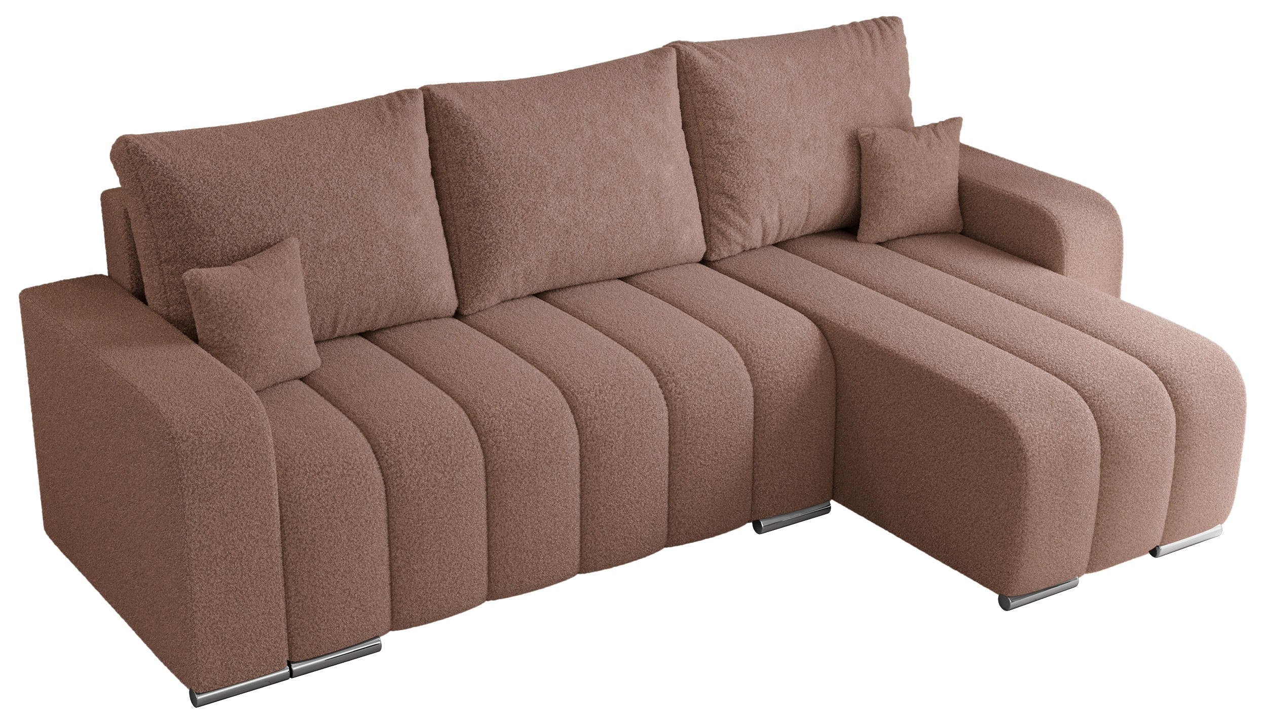ECKSOFA KIRASSO L Rosa Boucle - Rosa/Grau, Textil (245/147cm) - MKS