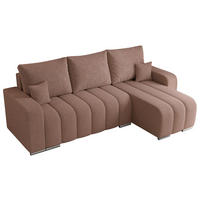 ECKSOFA KIRASSO L Rosa Boucle - Rosa/Grau, Textil (245/147cm) - MKS