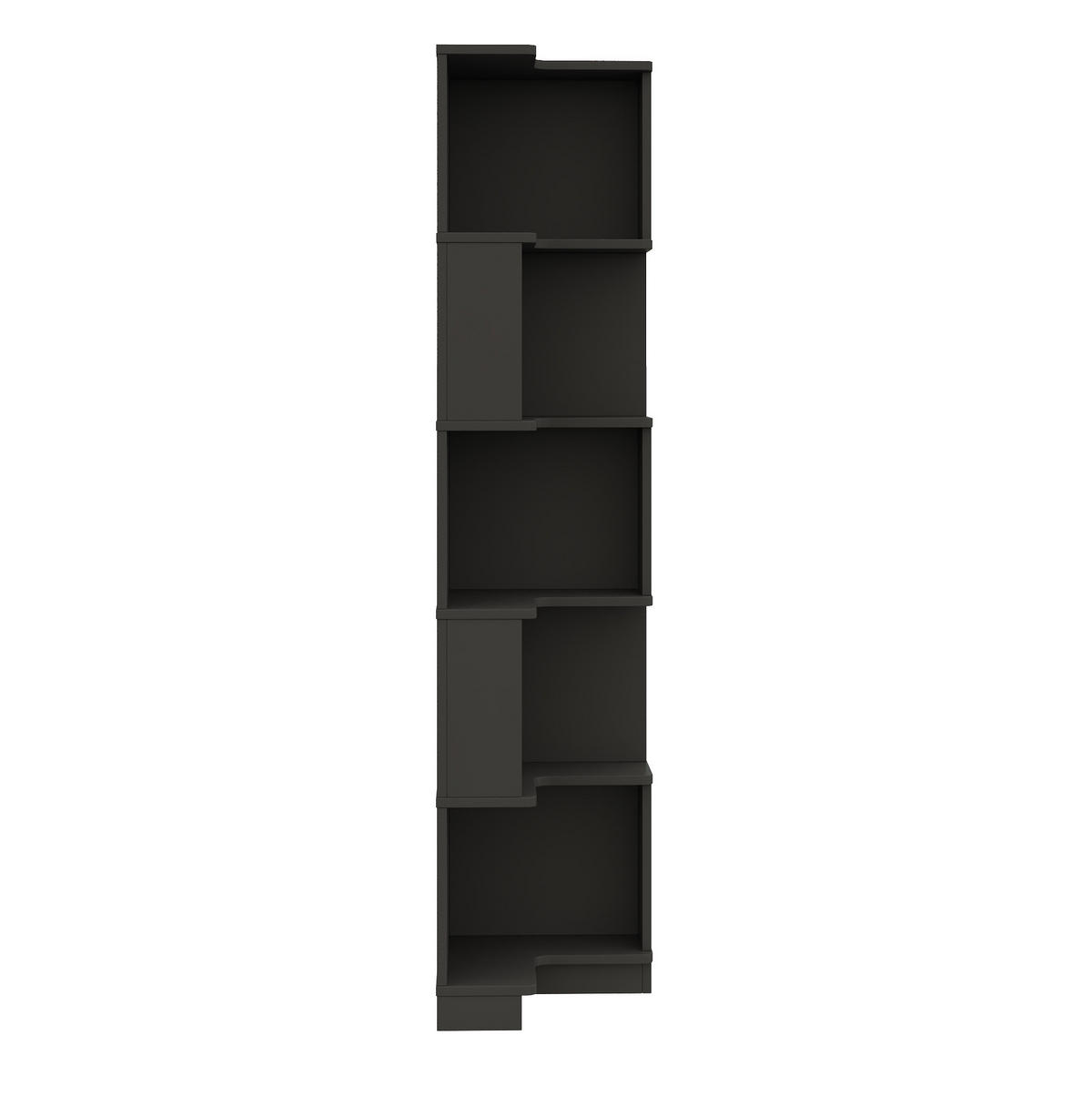 ECKBÜCHERREGAL mit LED-Lichtleiste 63,5 x 45 x 175 cm MDF Schwarz - Schwarz, Holzwerkstoff (45/175/63.5cm) - Beauniv