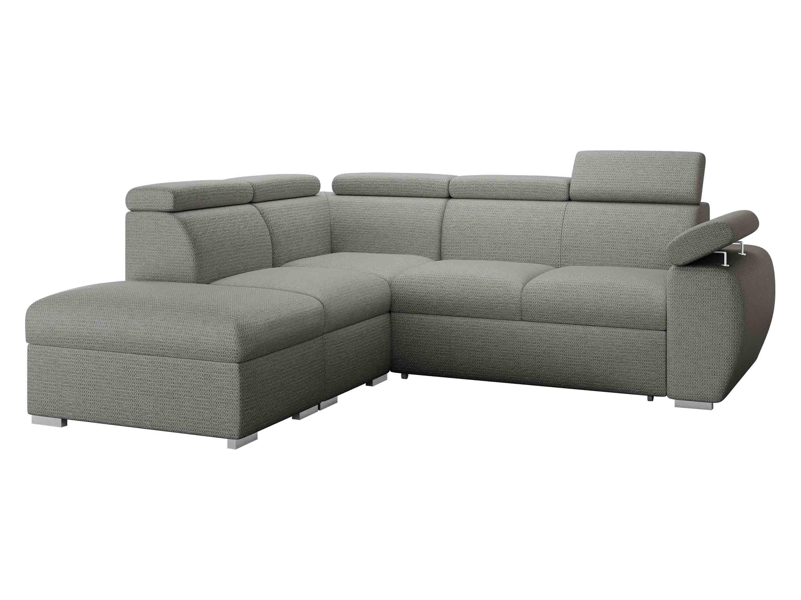 ECKSOFA Boston 2RR1P, Seite: Links PUFAP+R+1P(65)+2R - Greige/Silberfarben, Holz/Textil (260/230cm) - MIRJAN24