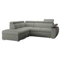 ECKSOFA Boston 2RR1P, Seite: Links PUFAP+R+1P(65)+2R - Greige/Silberfarben, Holz/Textil (260/230cm) - MIRJAN24