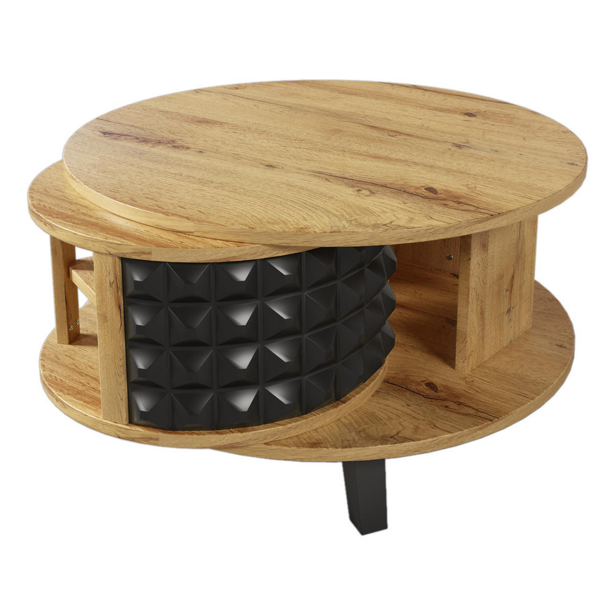 COUCHTISCH Drehtisch Versteckte Ablage Beistelltisch Modern Wohnzimmer - Braun, Holz (87/85.98/11cm) - FLIEKS