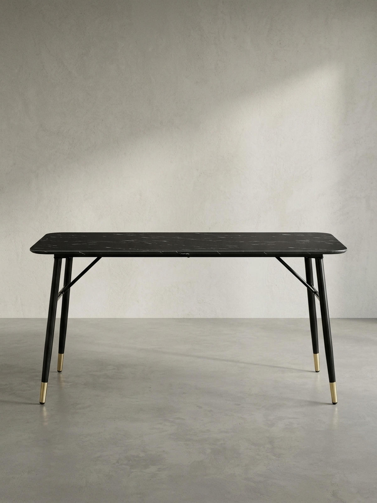 ESSTISCH Marmoroptik Metall Rechteckig Modern Klein, Schwarz 160x80x76 cm - Goldfarben/Schwarz, Holzwerkstoff/Metall (80/160/76cm) - KADIMA DESIGN
