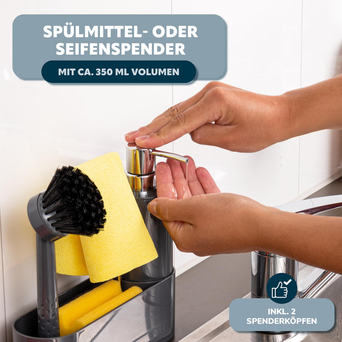 SPÜLBECKENORGANIZER, grau - Grau, Kunststoff (22/21/6.7cm) - bremermann