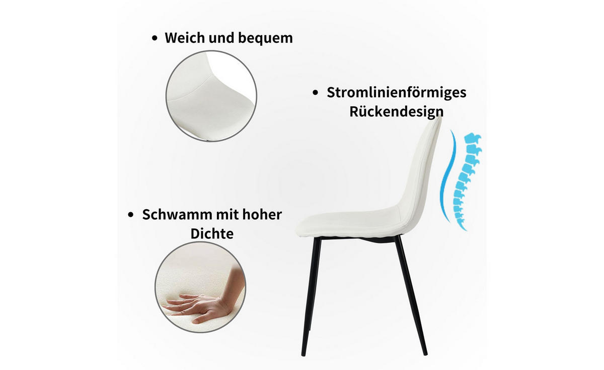 ESSTISCH SET mit rund 1 Tisch Marmoroptik & 4 Stoffstühle Beige - Weiß, Holzwerkstoff/Textil (110/74/65cm) - Urban Meuble