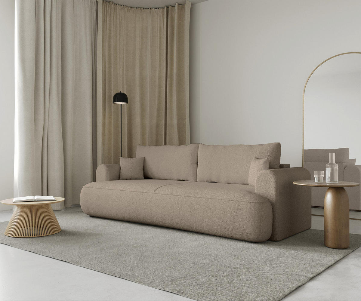 SCHLAFSOFA Ovo Beige 250 cm - Beige/Schwarz, Kunststoff/Textil (250/92/110cm) - Selsey