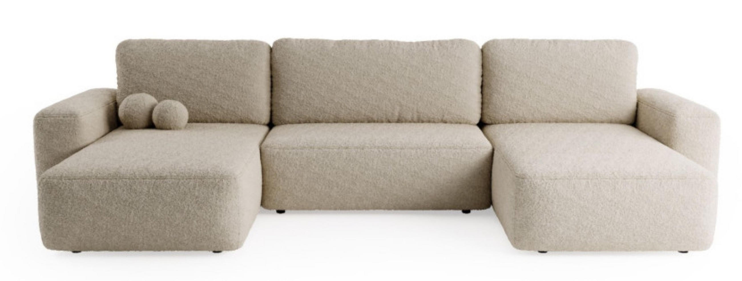 ECKSOFA Hellbeige ILO Mit Bettkasten Und Schlaffunktion - Beige, Textil (374/177cm) - Sepro Meble