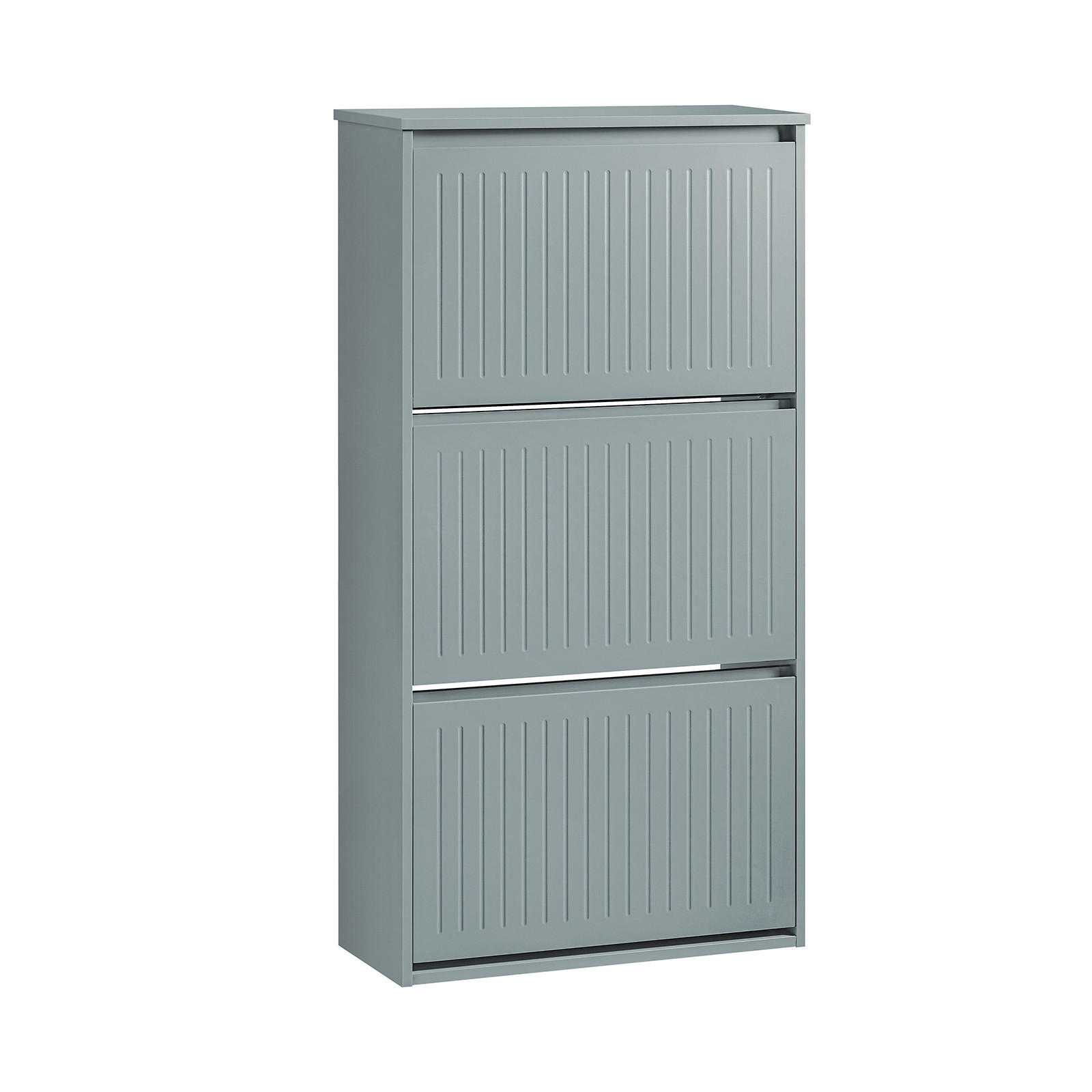 SCHUHSCHRANK mit 3 Klappen Hellgrau - Grau, Holzwerkstoff (61/120/26cm) - SoBuy