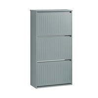 SCHUHSCHRANK mit 3 Klappen Hellgrau - Grau, Holzwerkstoff (61/120/26cm) - SoBuy