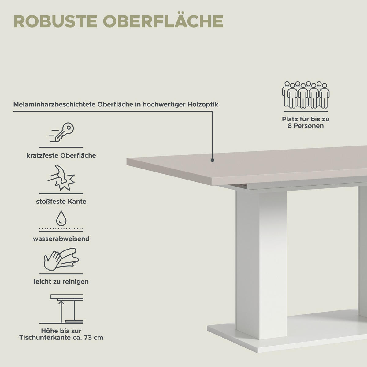 ESSTISCH MOTION (B/H/T: ca. 150/76/90 cm) in Weiß/Kaschmir - Weiß, Holzwerkstoff (90/150/76cm)