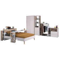 JUGENDZIMMER weiß, Eiche, Komplett-Set 7-teilig mit viel Stauraum - Eichefarben/Weiß, Holzwerkstoff/Kunststoff (145/205/206cm) - Parisot Meuble