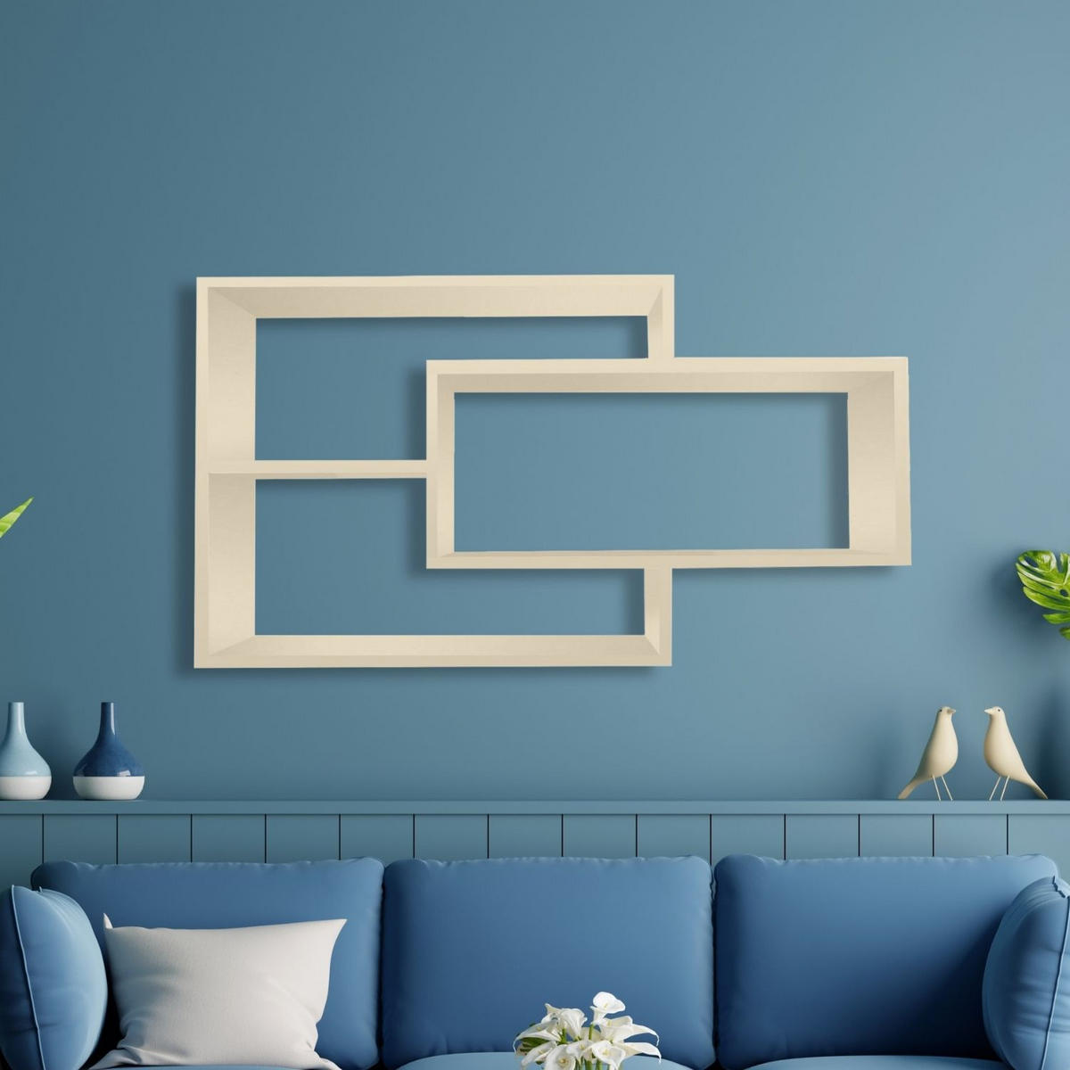 SCHWEBEREGAL KARO Beige - Beige, Holzwerkstoff (20/59/104cm) - Mein-Regal