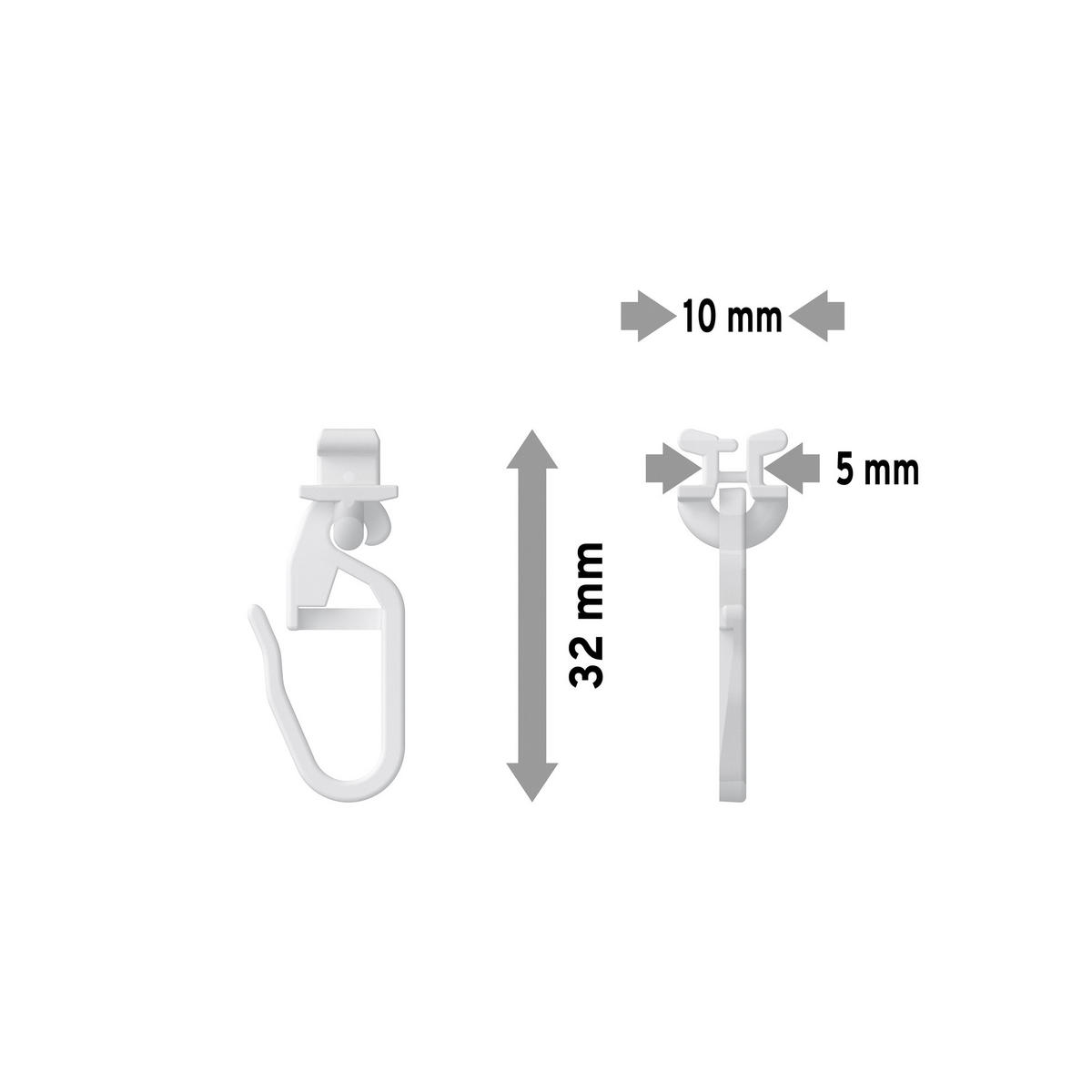 DREHGLEITER DREHFIX MIT FALTENHAKEN für Innenläufe / Gardinenschienen mit Nutbreite 6 mm, Packung 100 Stück - Weiß, Kunststoff (1.1/3.3/1cm) - INTERDECO