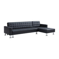 ECKSOFA mit Schlaffunktion - Ecke wechselbar - Kunstleder - Schwarz - WILLIS II - Schwarz, Leder (290/173cm) - Vente-Unique