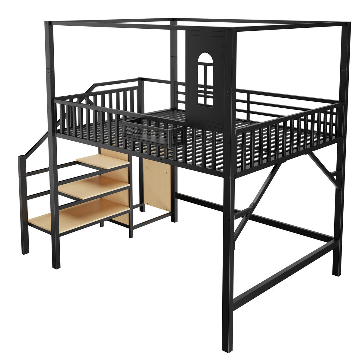 HOCHBETT 140/200 cm Metall mit Dachdesign, DE-41586, in Schwarz - Schwarz, Metall (140/200cm) - ComfortXL