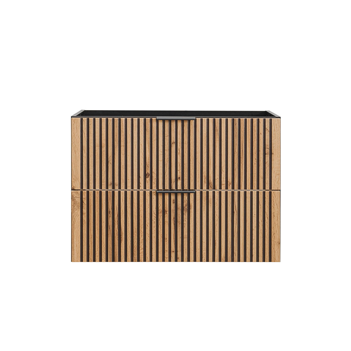 WASCHTISCHUNTERSCHRANK 80.2cm Gaia Holz in Eichenoptik und Schwarz - Schwarz, Holzwerkstoff (80.2/57/46cm) - Petits-meubles