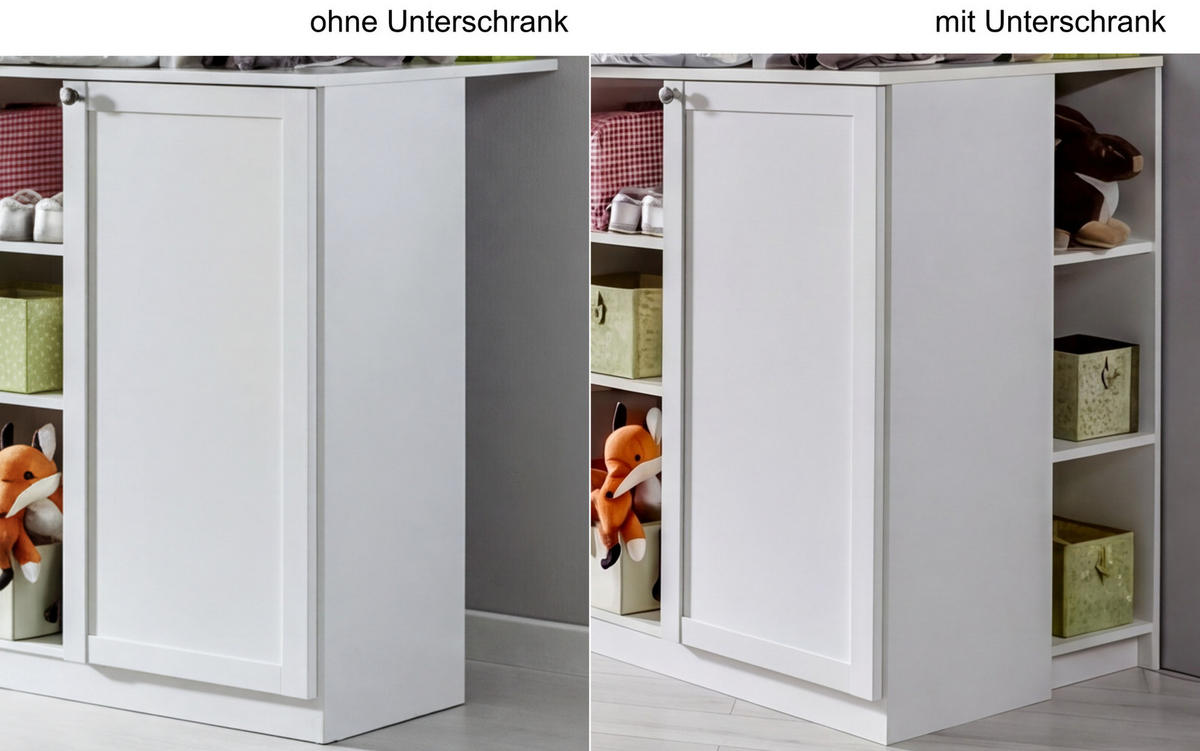 BABYZIMMER-ZUBEHÖR: Unterschrank für Wickelkommode, Landhausstil Weiß / 22800-03 - Weiß, Holzwerkstoff/Metall (35/91/38cm) - luma-home