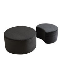 COUCHTISCH SET 2-tlg. Rund Gepolstert - Schwarz, Textil (127/81/40cm)