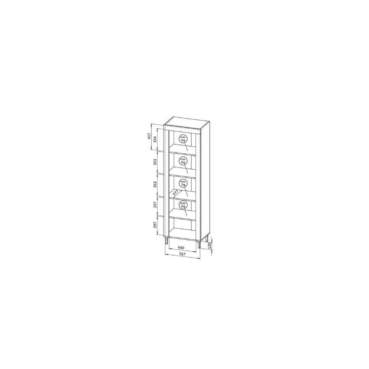 VITRINE ZELOS 193,6/60 cm in Schwarz - Schwarz, Holzwerkstoff (60/193.6/40cm) - MASSENO