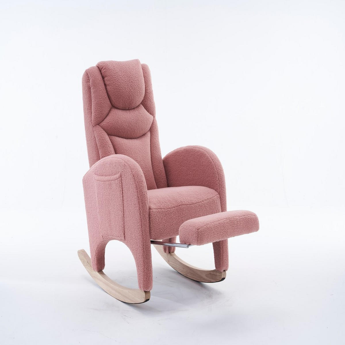 SCHAUKELSESSEL rosa Teddy-Stoff - Rosa, Kunststoff (125/101/66cm)