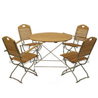 KURGARTEN - GARTEN-GARNITUR Bad Belzig 5-teilig, Gartenmöbelset - Flachstahl verzinkt + Robinie - Grau, Holz - TPFGarden