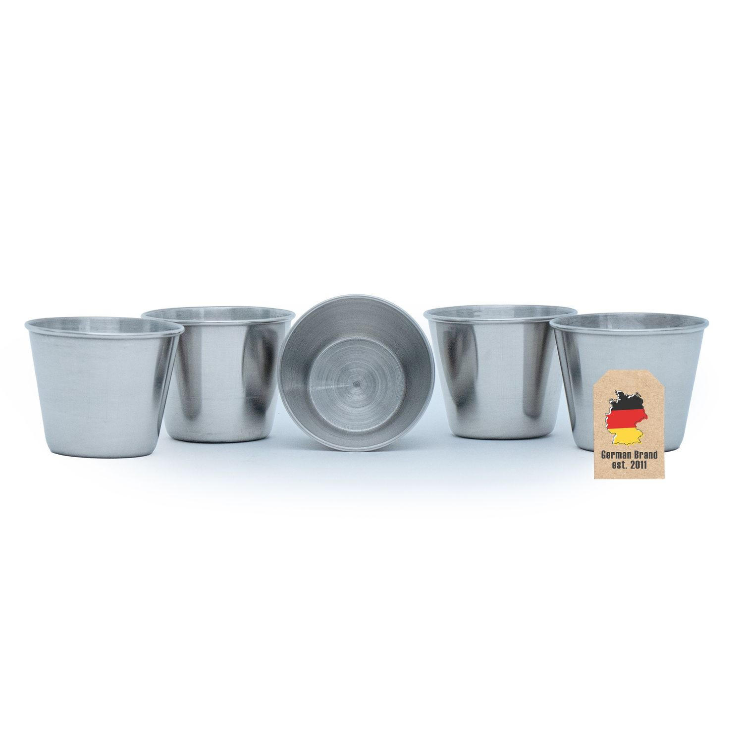 CAMPING BECHER SET Edelstahl - Silberfarben, Metall (0.055L) - Intirilife