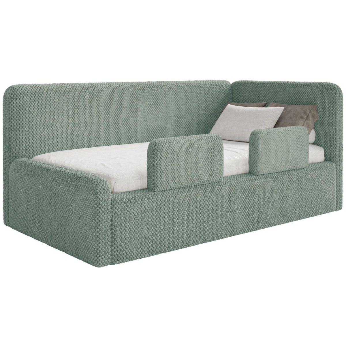 JUGENDBETT Fanko Samt Salbeigrün 90x200 cm - Schwarz/Hellgrün, Kunststoff/Textil (90/200cm) - Selsey