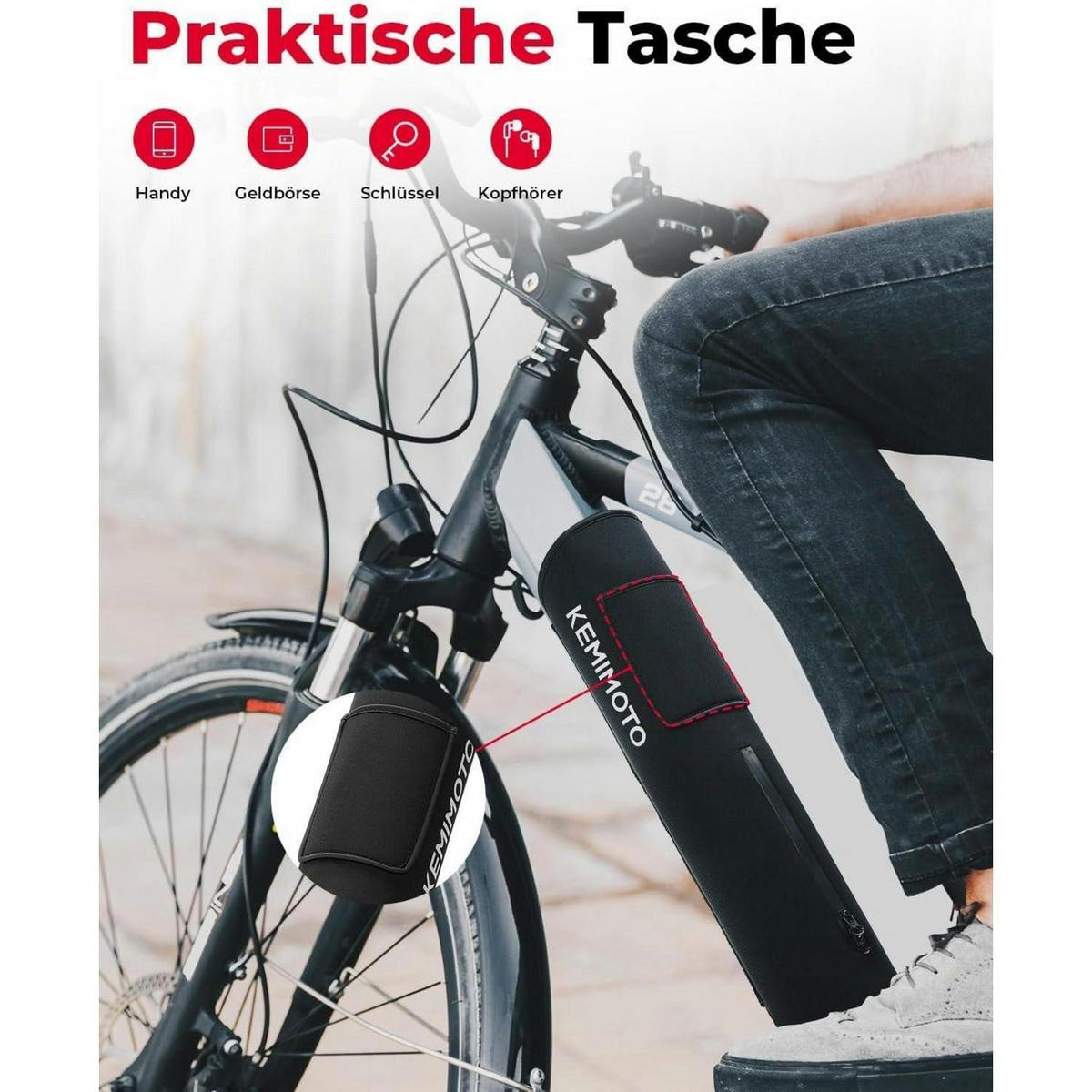 SCHUTZHÜLLE E-Bike Akku 26-38cm Umfang Neopren Schwarz - Schwarz, Textil (33/1.5/53cm)