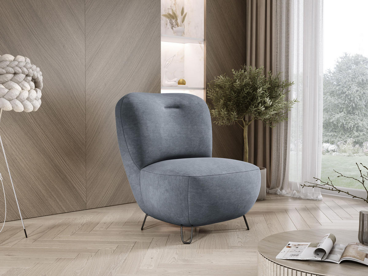 SESSEL LUIS, Skandinavischer Stil – Freistehend, 82×56×82 cm, GRAU - Schwarz/Grau, Holz/Textil (82/82/66cm) - DomoHome