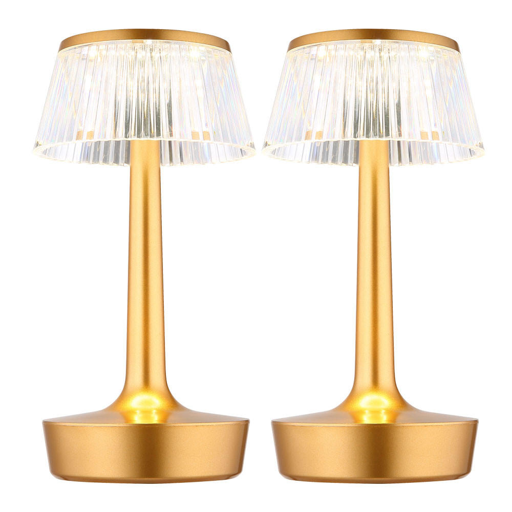 LED TISCHLEUCHTE Messing Kristall-Effekt 2er Set - Messingfarben, Kunststoff (12/12/23cm) - Globo Lighting