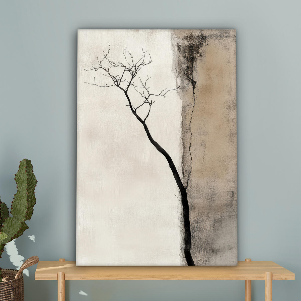 LEINWANDBILD Wabi sabi - Pflanze - Beige 40x60 cm - Taupe, Textil (40/60cm) - MuchoWow