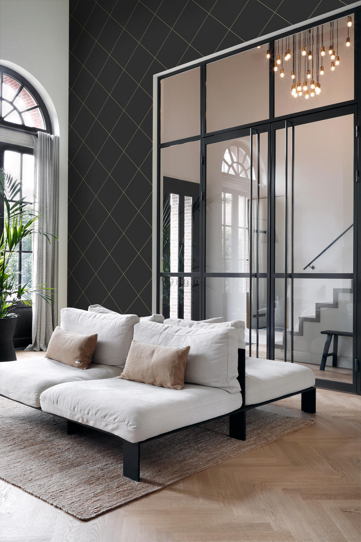 TAPETE grafische Linien 53 cm x 10.05 m - Schwarz, Papier (53/1000cm) - Origin Wallcoverings