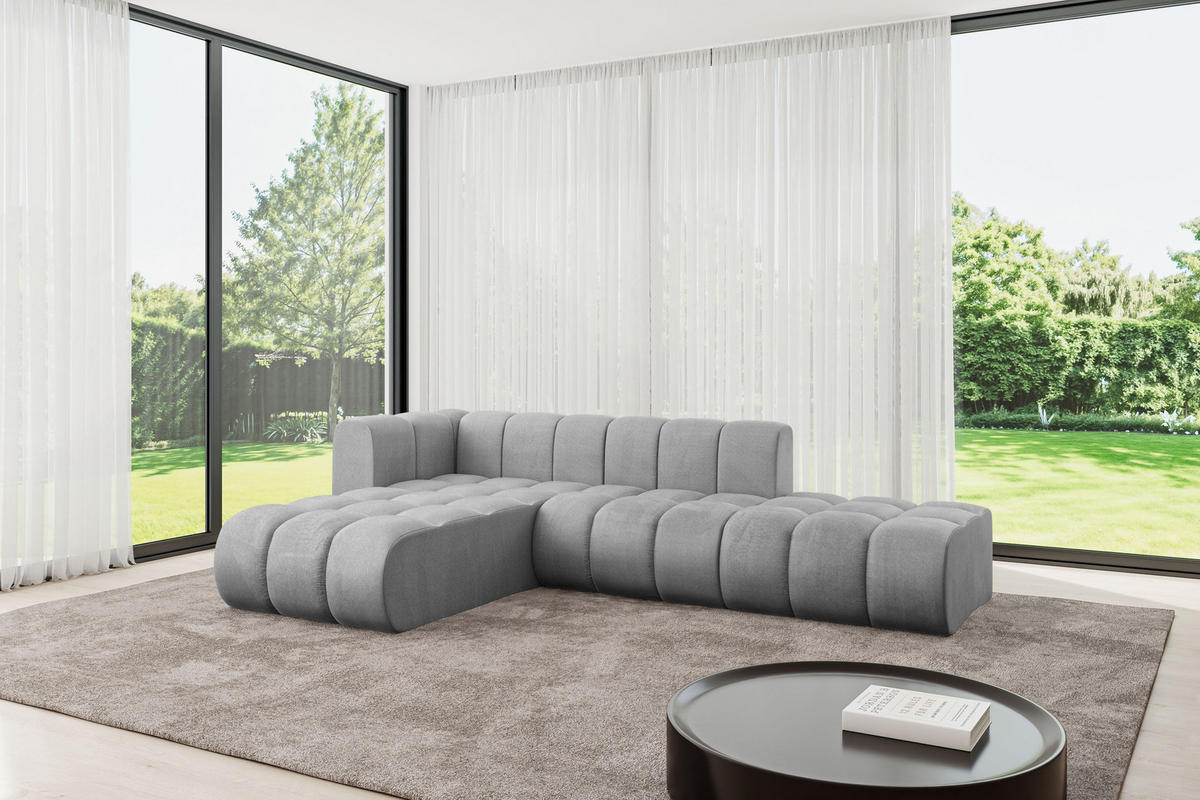 ECKSOFA modulares Sofa Zuvon-L1 - 296x177x70 cm Grau - Hellgrau, Holzwerkstoff/Textil (296/177cm) - ALTDECOR
