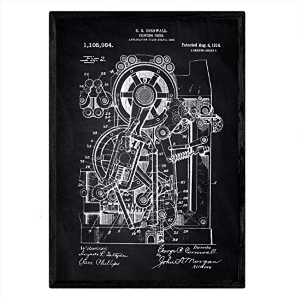 POSTER Druckmaschine 2 Patent A3 Rahmenlos - Klar, Papier (29.7/5/42cm) - Nacnic
