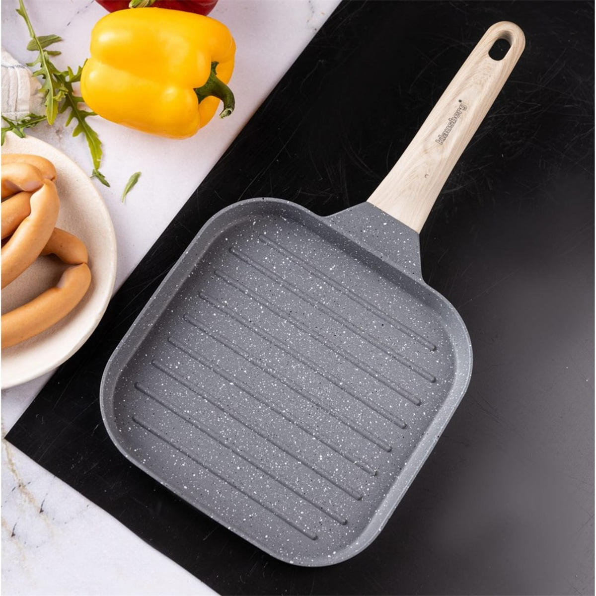 GRILLPFANNE Blau 36/18/2.5 cm KB7811 - Blau, Metall (36cm) - Klausberg 