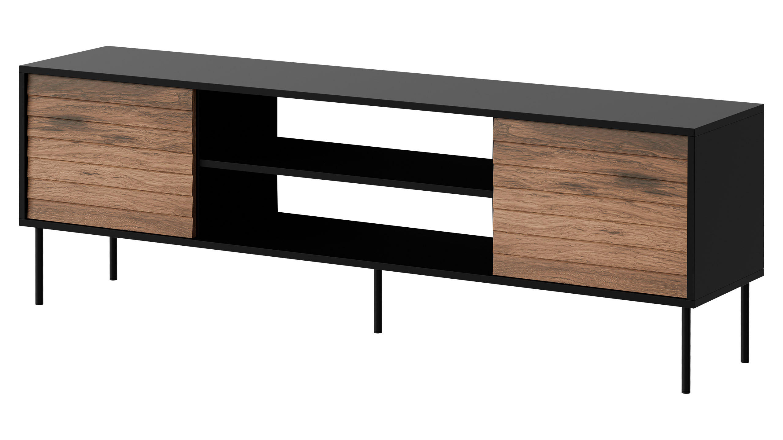 TV-LOWBOARD Cortina 180 EF - Schwarz/Braun, Holzwerkstoff/Metall (180/60/40cm) - MIRJAN24