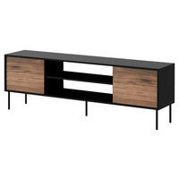 TV-LOWBOARD Cortina 180 EF - Schwarz/Braun, Holzwerkstoff/Metall (180/60/40cm) - MIRJAN24