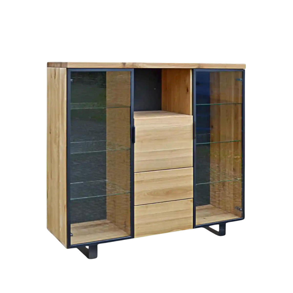 BARSCHRANK aus Massivholz für Flaschen und Gläser DELIO - Eichefarben, Holz (135/130/45cm) - Rawood Furniture