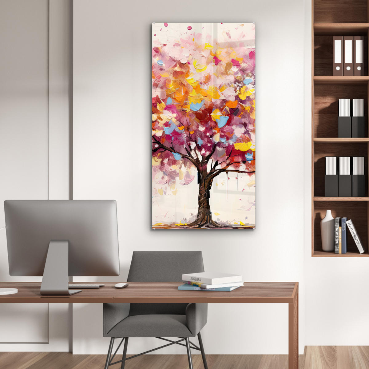 OBRAZ NA AKRYLOVOM SKLE Akvarel - Strom - Umenie - Abstraktné 60x120 cm - viacfarebná, sklo (60/120cm) - MuchoWow