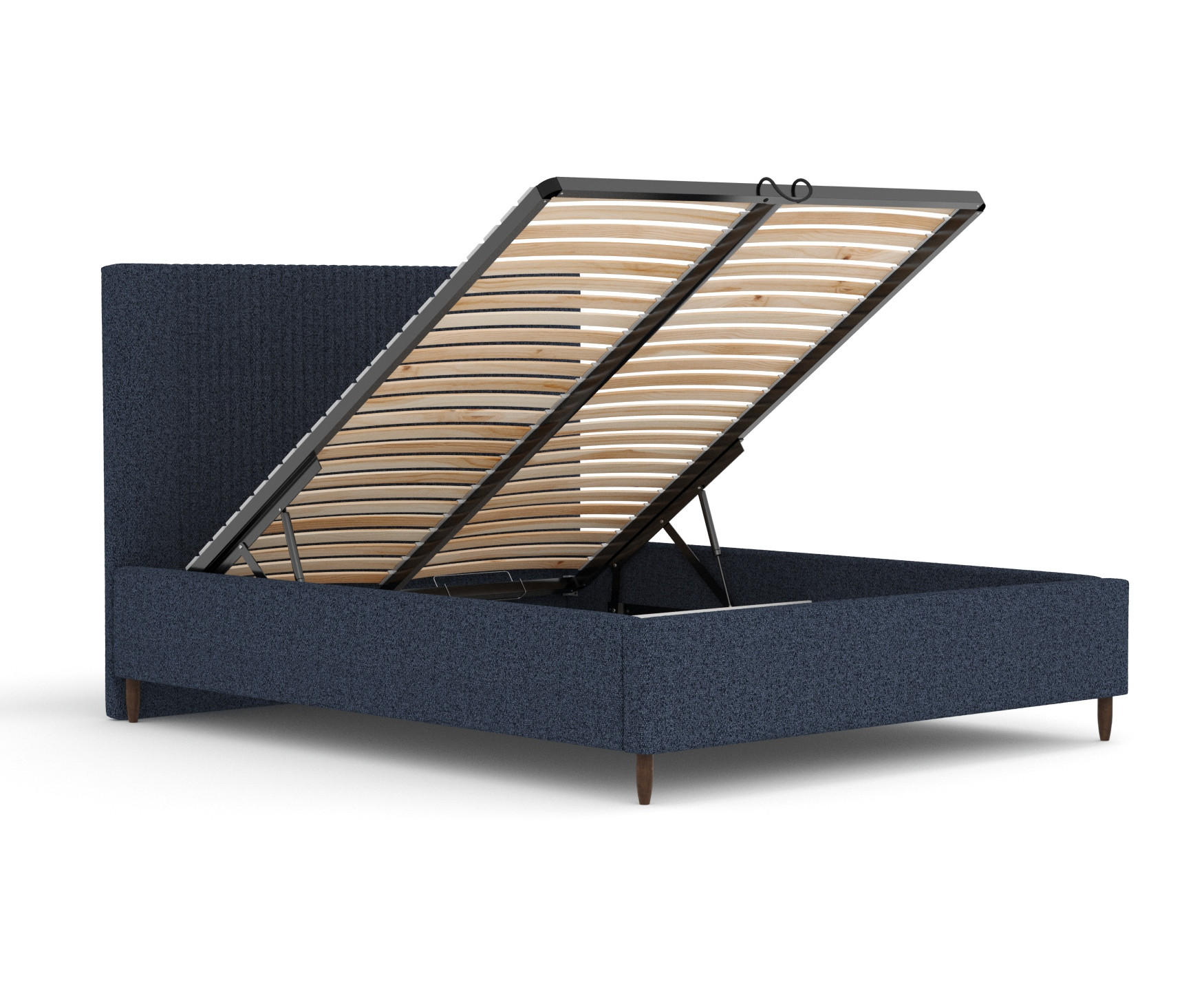 POLSTERBETT Etero Marineblau 120/200 cm im Webstoff - Wengefarben/Naturfarben, Holz/Holzwerkstoff (120/200cm) - Maison de Reve