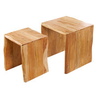 BEISTELLTISCHSET MAMMUT 2-teilig Akazie Braun 55cm - Braun, Holz (50/50/55cm) - riess-ambiente