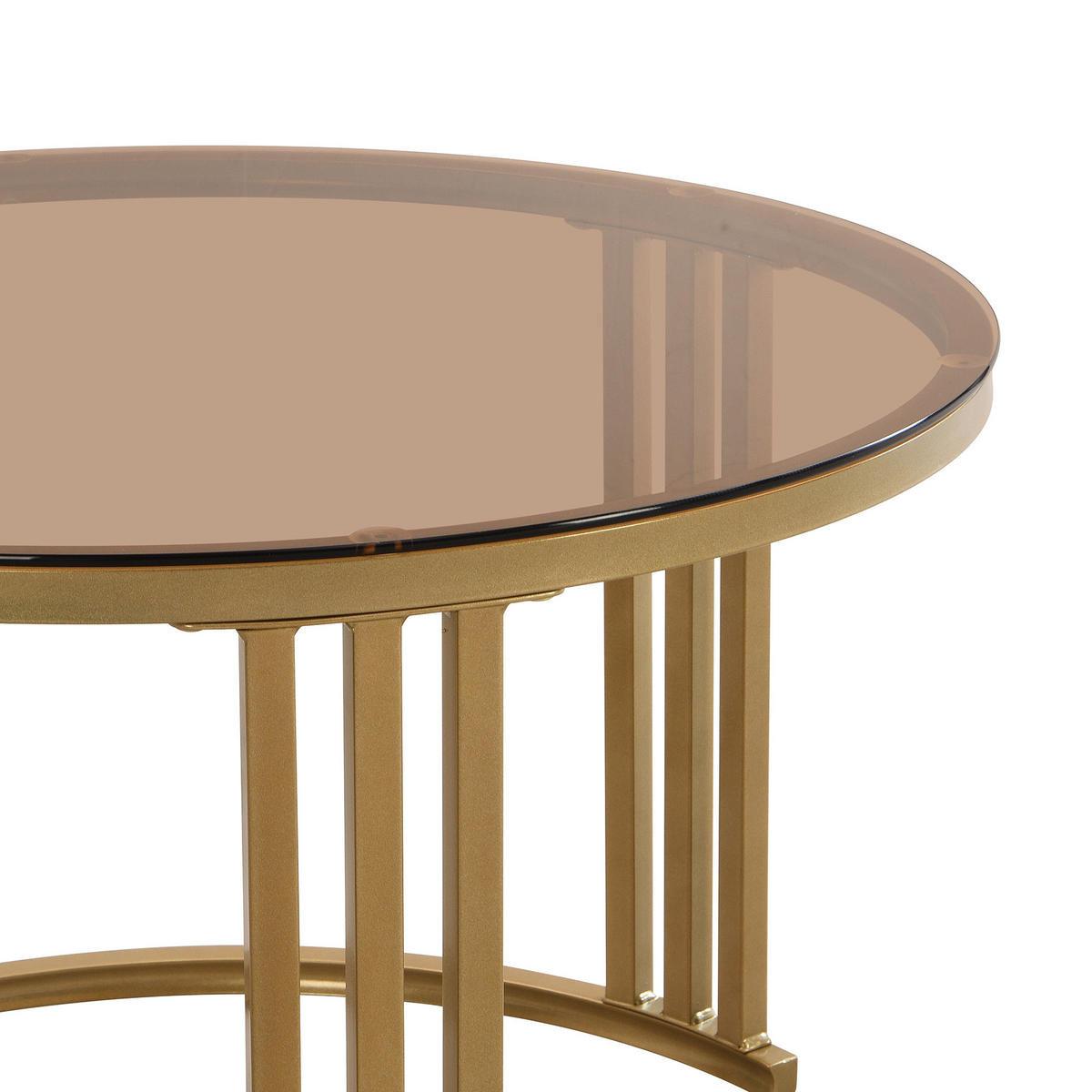 COUCHTISCH 2er Set Rund mit Glasplatte & MDF - Multicolor, Metall (70/70/45cm) - SHOPENTRA