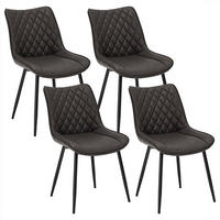 ESSZIMMERSTUHL 4er Set, Polsterstühle mit Rückenlehne - Anthrazit/Schwarz, Metall (46.5/84/42.5cm) - Woltu