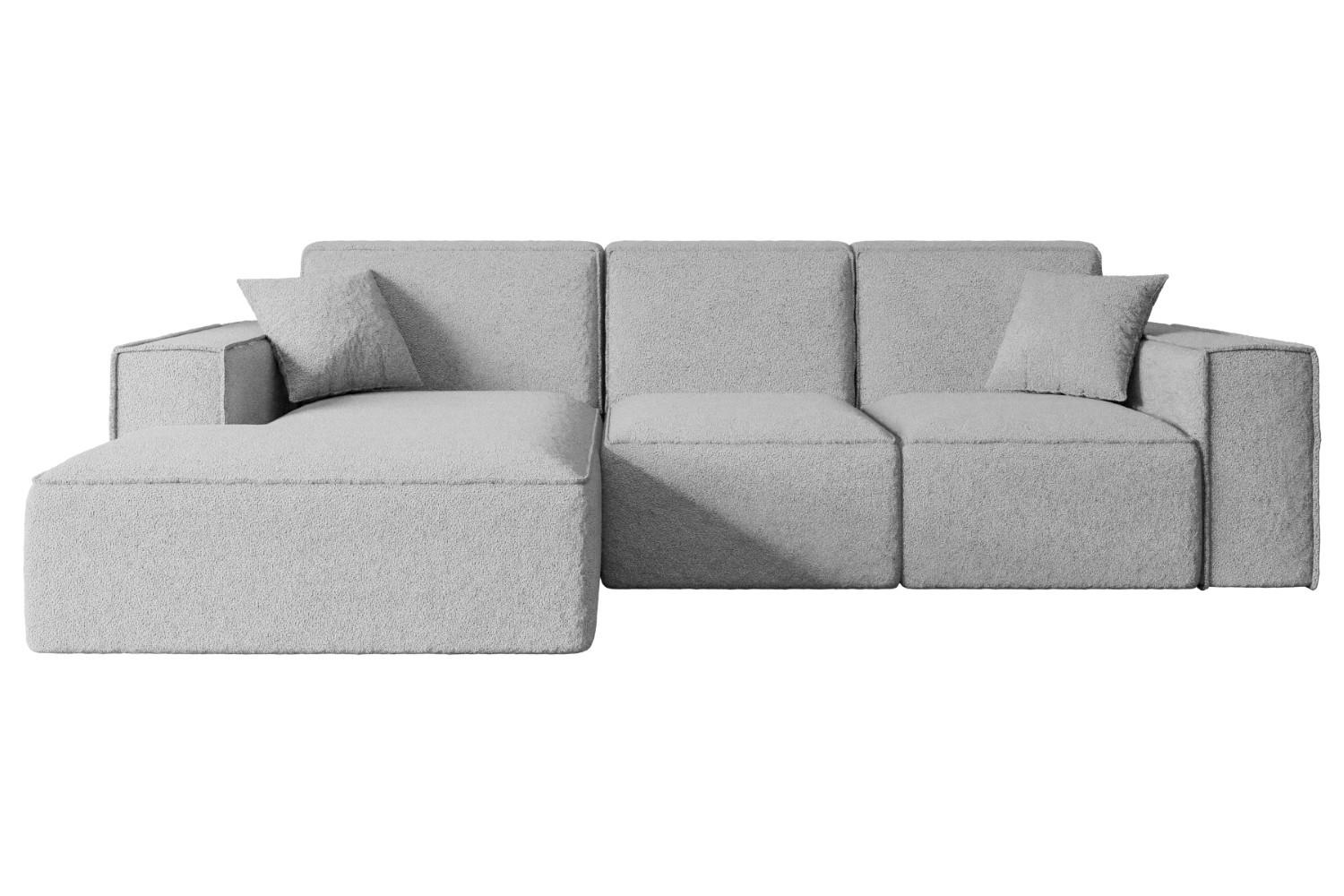 ECKSOFA Ottomane Links SERRA-L - 266x165x73 cm Hellgrau Bouclé - Hellgrau/Schwarz, Holzwerkstoff/Kunststoff (165/266cm) - ALTDECOR