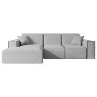 ECKSOFA Ottomane Links SERRA-L - 266x165x73 cm Hellgrau Bouclé - Hellgrau/Schwarz, Holzwerkstoff/Kunststoff (165/266cm) - ALTDECOR