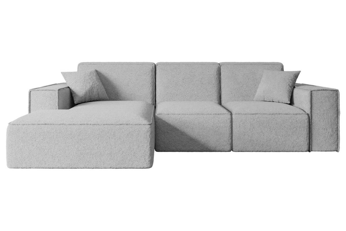 ECKSOFA Ottomane Links SERRA-L - 266x165x73 cm Hellgrau Bouclé - Hellgrau/Schwarz, Holzwerkstoff/Kunststoff (165/266cm) - ALTDECOR