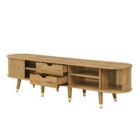 TV-ELEMENT175X38X45CM MDF SchiebetürenHolzoptik mit Kabelmanagement - Naturfarben, Holz (45.72/17.15/118cm) - Raelunyi
